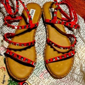 Steve Madden red sandals perfect for Valentine’s Day